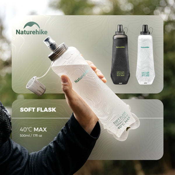 ដបទឹកទន់ Naturehike TPU Silicone ក្បាលបាញ់ទឹកបត់បានទម្ងន់ស្រាលសម្រាប់ឡើងភ្នំក្រៅផ្ទះ កាបូបស្ពាយសម្រាប់ដាក់ទឹកកំសៀវ