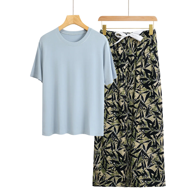 Pyjamas Femmes New Loungewear Women's Pajamas With Pants Set Spring Summer Modal Sleepwear Pijama Suit Loose Home Wear Clothes