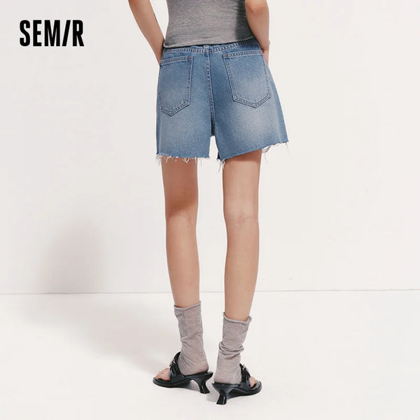 ខោខ្លី Semir សម្រាប់នារី រហែក ខោខូវប៊យបែប Vintage A Line ឆ្នាំ 2026 រចនាបថ Street រដូវក្ដៅ សមឥតខ្ចោះ