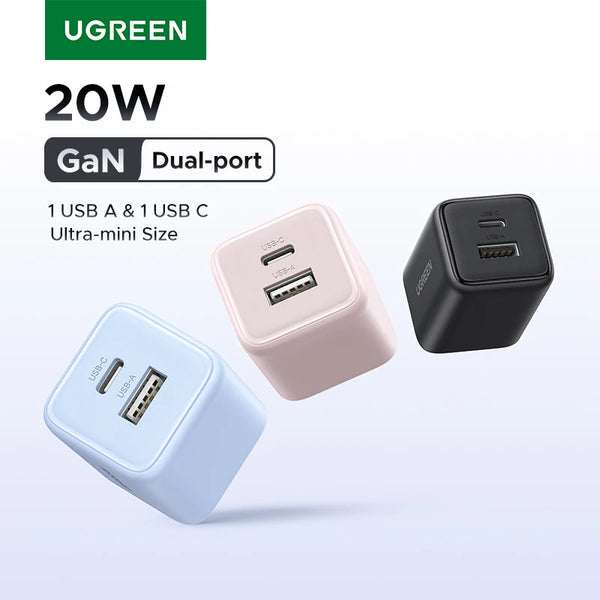 【US Plug】UGREEN 20W GaN Charger For iPhone 16 15 14 Pro Max Samsung S25 Xiaomi Tablet iPad Air PD3.0 Mini USB C Phone Charger