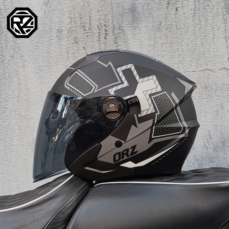 ORZ Motorcycle half Helmets Dual Lens Scooter Moto Helmet Casco village Riding capacete de moto motocross Helmets