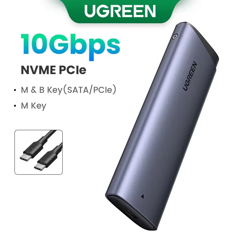 UGREEN M2 SSD Case M.2 NVMe SATA SSD Enclosure Adapter 20Gbps USB 3.2 Gen2 USB C External Enclosure Supports M and B&M Keys