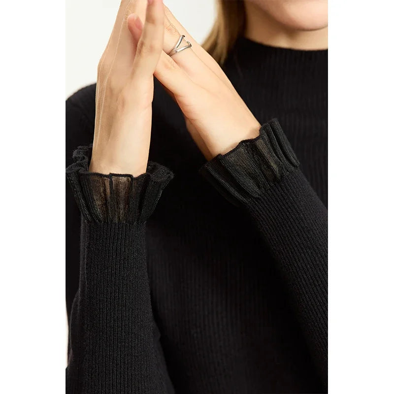 អាវយឺត AMII Minimalism Mock Neck សម្រាប់ស្ត្រី រដូវស្លឹកឈើជ្រុះឆ្នាំ ២០២៤ ថ្មី ស្លីមហ្វីត អាវប៉ាក់ដៃវែង អាវរោមចៀមសម្រាប់ស្ត្រី 12443251