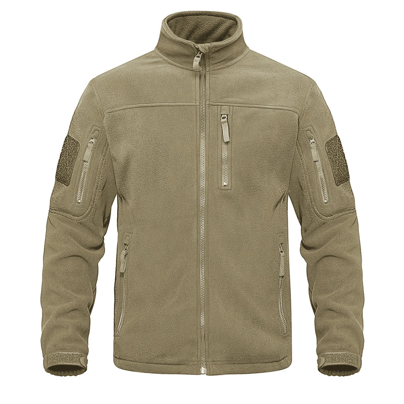 TACVASEN Full Zip Up Green Fleece Jacket Thermal Warm Work Coats Mens Zipper Pockets Casual Hiking Training Outwear Windbreaker