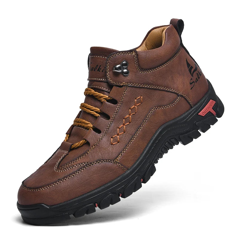 Walking Shoes Men 2025 New Casual High Top Leather Surface Anti Slip Wear-resistant Daily High Quality Retro Sneakers Men
