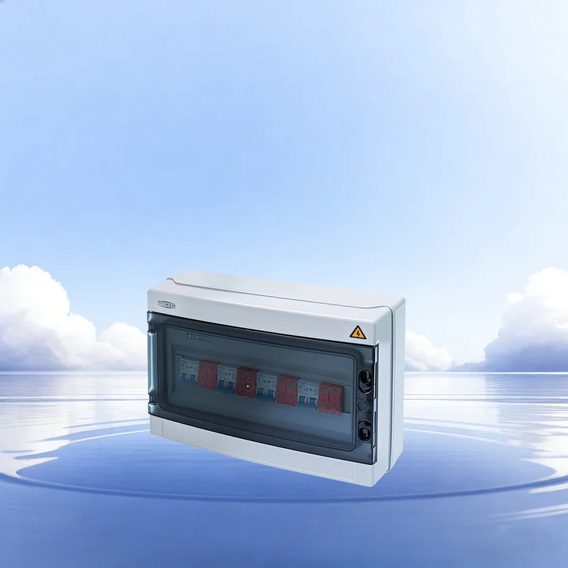 TOMZN Solar PV Combiner Box – 4 Input 4 Output, 1000VDC, Lightning Protection with MCB & SPD IP65 Waterproof 12-Way Distribution