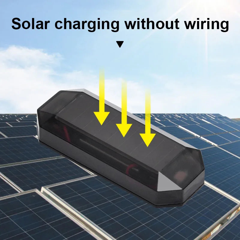 SEAMETAL Solar Powered Car Warning Light Mini LED Simulated Alarm Wireless Anti-Theft Caution Lamp Night Security Dummy Alarm