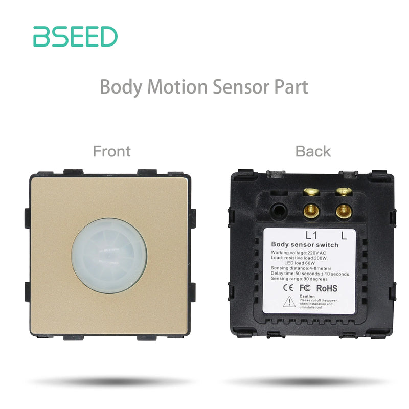 BSEED Mechanical Button Switch 1/2/3Gang 1/2Way USB Type-C Charge Port Wall Power Outlet DIY Function Part Plastic Frame Only
