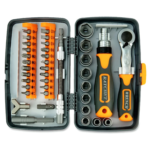 38 in 1 Screwdriver Set Retractable Household Multifunctional Plum Shaped Rice Word Ratchet Screwdriver Box 1 Set Hand Tools