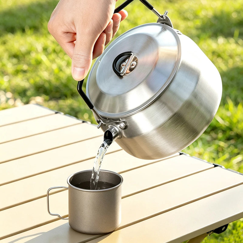 Camping Cookware Set Portable 304 S.S  Cookware Kit Outdoor Pot Cooking Water Kettle Pan Set Tableware Hiking Picnic Equipment