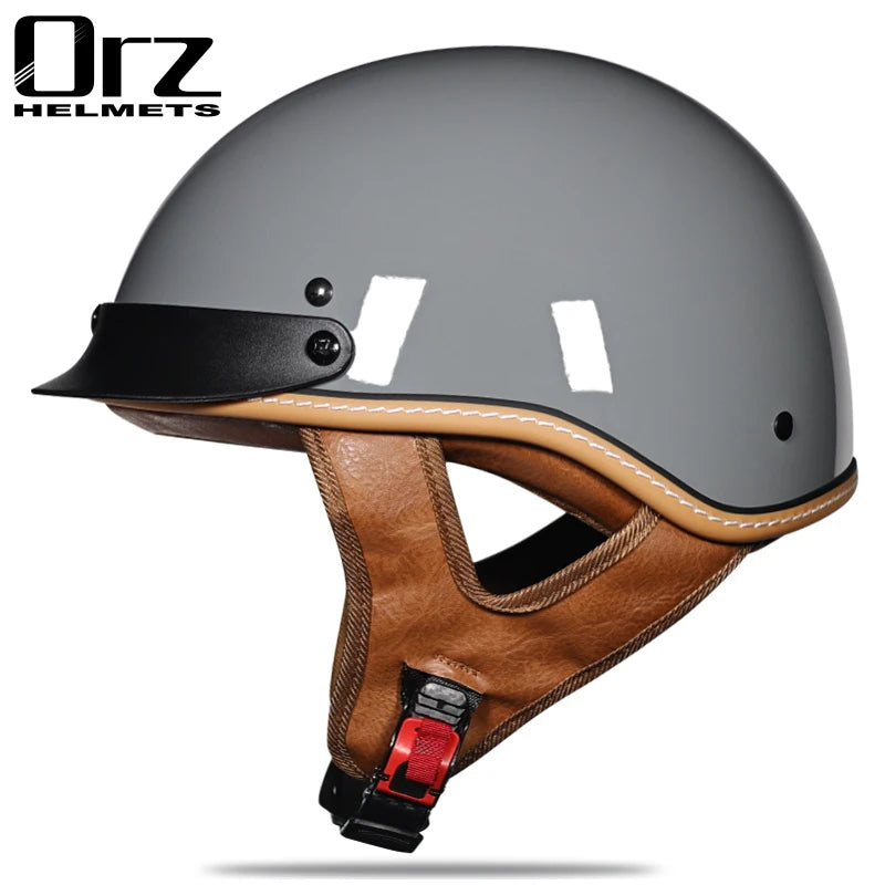 Retro and Vintage Half Open Face DOT Approved Motorcycle Helmet for Man and Woman