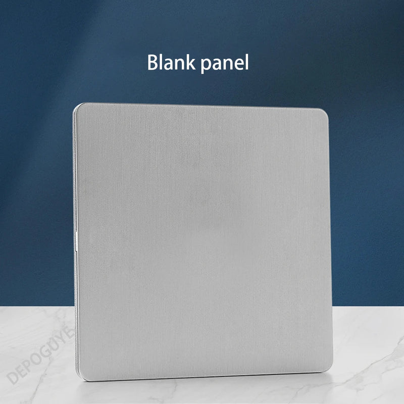 Wall Light Toggle Retro Switch Panel 1-4 Gang 2 Way EU Silver Gray Brushed Stainless Steel Antique Switch Outlet with USB Chargi