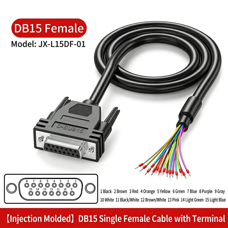 DIVEDEER DB9 DB15 DB25 Serial Cables Single-Ended RS232 Connector Wires with 9-Pin Terminal Blocks
