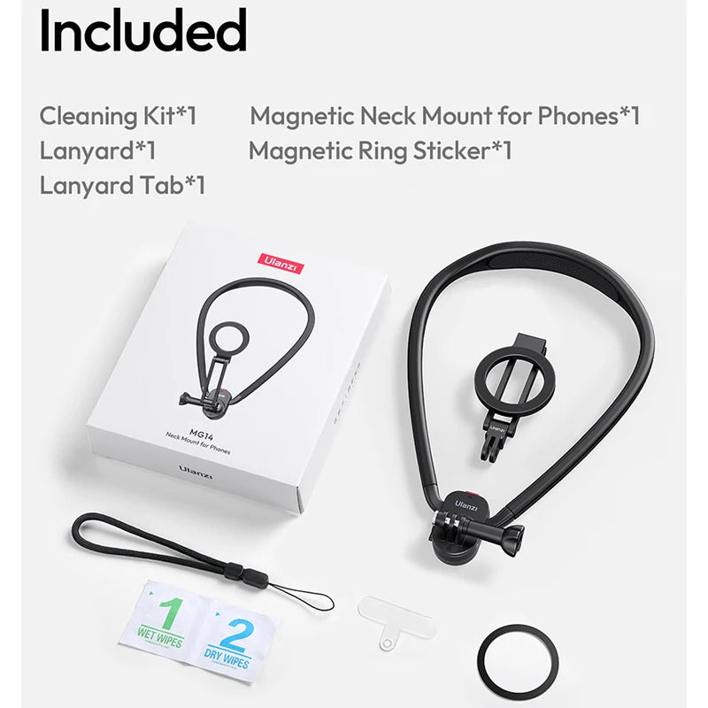 ជើងទ្រទូរស័ព្ទ Ulanzi MG14 Magnetic Magsafe សម្រាប់ទូរស័ព្ទ iPhone 16 15 Android សម្រាប់កាមេរ៉ា Gopro Insta 360 DJI Action