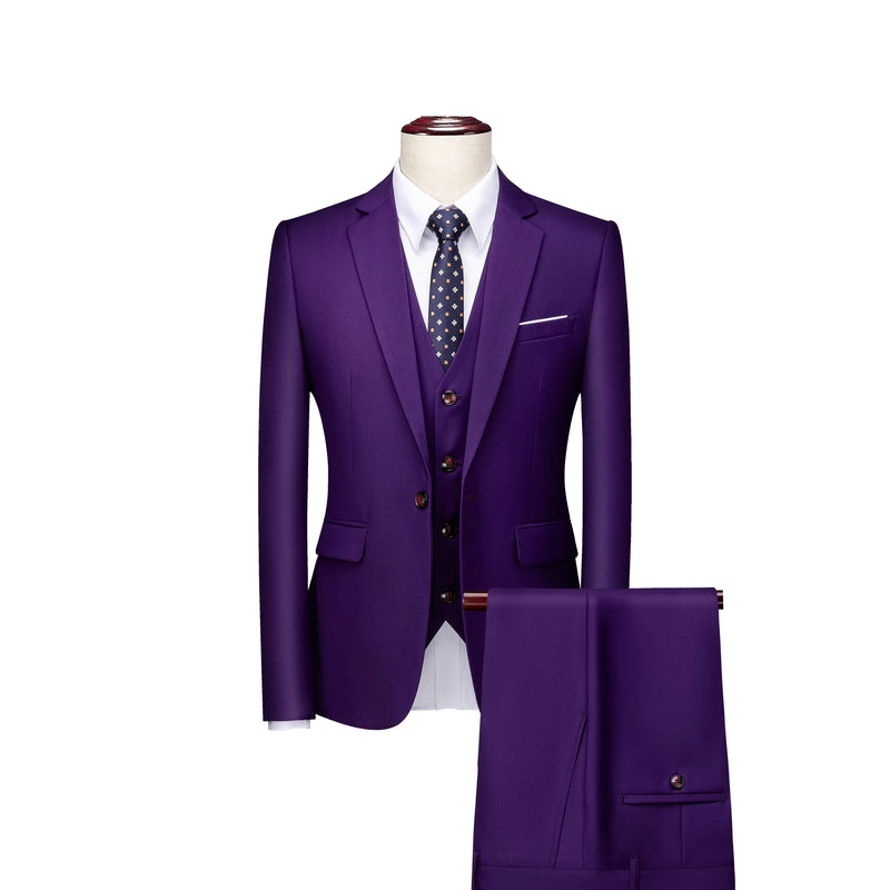 2026 Men's Grass Green Suit Three-Piece, Wedding,Party,Business,Interview Menswear,Red,Black,Blue,Purple,Yellow Asian Size Sets