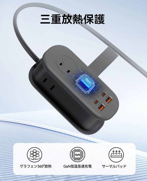 ORICO JP Plug GaN 65W Electrical Power Strip  1 AC Outlets 2 USB Port 2 Type C Socket Extension Cord Fast Charging Travel