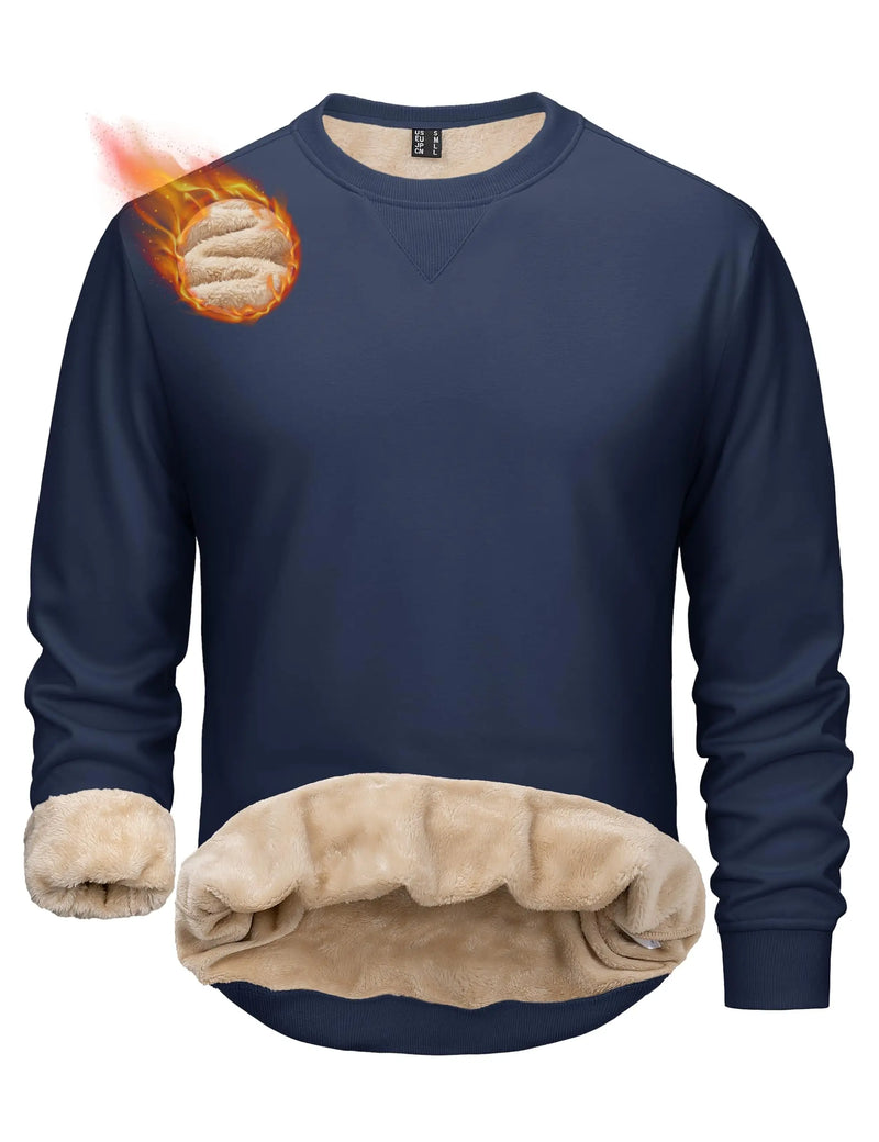 TACVASEN Men's Sherpa Lined Sweatshirt Thermal Fleece Pullover Winter Warm Thick Crewneck Sweatshirts Casual Solid Tops For Men