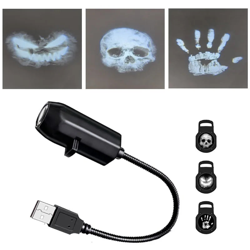 Led Halloween Night Light USB Projector Lamp Switchable Pattern Design 360 Degree AdjustableHoliday Ornaments for Ceiling Wall