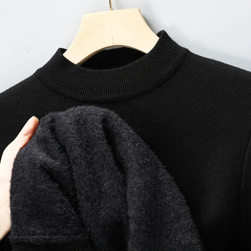 2026 Men's Solid Color Half Turtleneck Knitwear Sweater Mock Neck Pullover Casual Autumn Winter Sweatshirt Brand Mens Clothing
