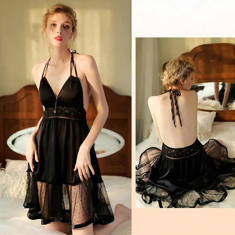 Vestidos Para Mujer New Satin Lace Short Night Dress Woman Thin Sleeveless Sling Sleep Shirts Slim Summer Nightgowns Female