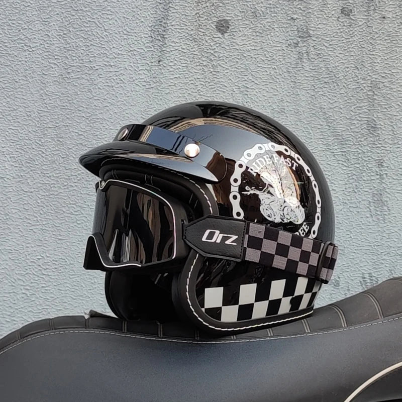 ORZ High-Quality Motorcycle Retro Helmet 3/4 Semi Covered Helmet Couple Scooter Cascos Para Moto Capacetes De Moto