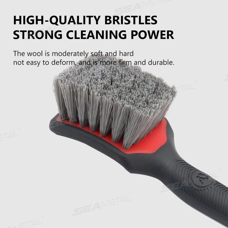 SEAMETAL Rubber Handle Car Wheels Brushes Medium Stiff Synthetic Bristles Tire Scrub Cleaner Never Scratch Wheel Tire Clean Tool