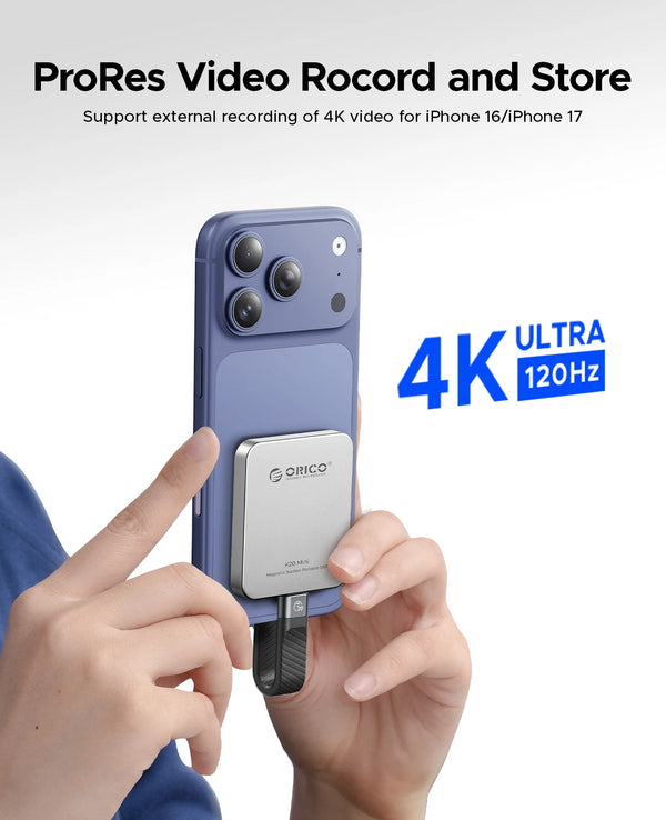 ORICO Mini Magnetic External SSD for iPhone 18 17 15 Pro/Max ProRes 2000MB/s 4K ProRes HDR Record and Store Portable Solid State