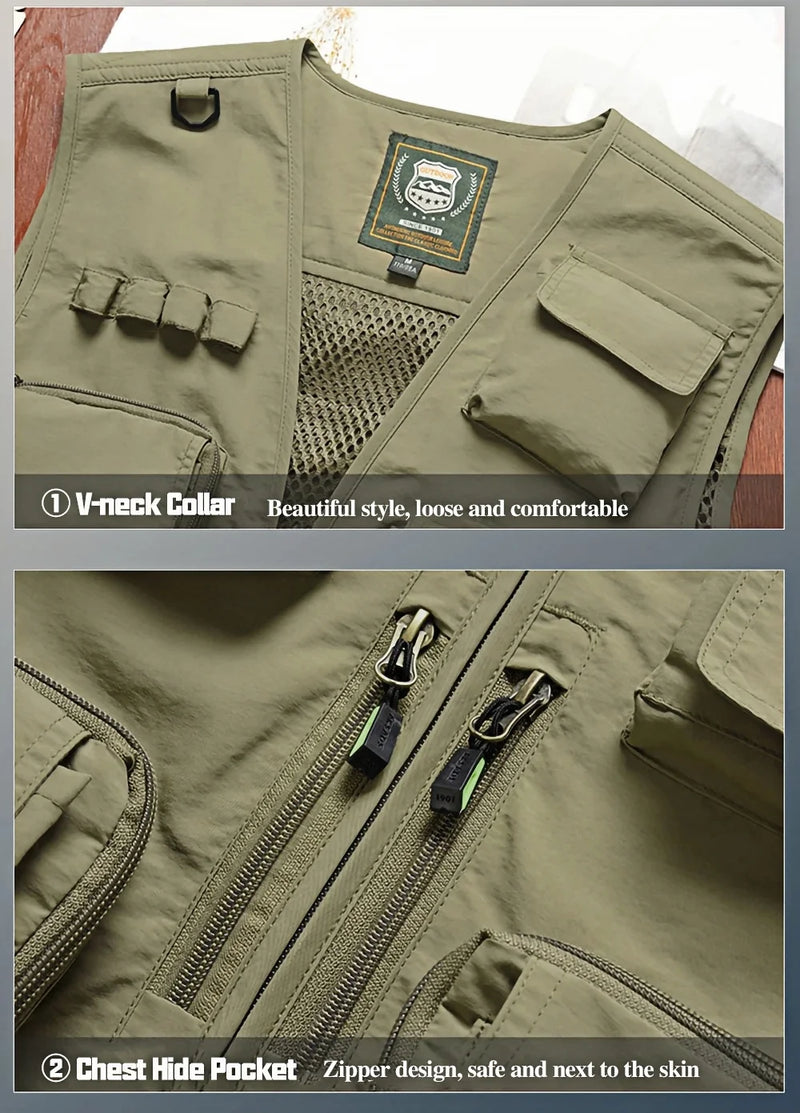 7XL New 15 Colors Multi-Pocket Breathable Outdoor Vest Custom Logo Vest Photography Workwear Vest Summer Reversible