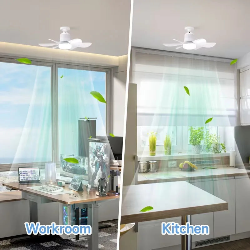 Ceiling Fan with LED Lamp Remote Control 3Colors Dimmable Silent 6 Blades for Bedroom Office Indoor Ceiling Fans E27 Socket