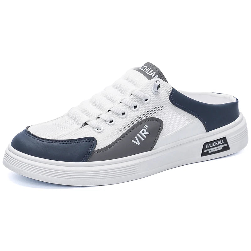 Men's breathable casual shoes summer new outdoor mesh half slippers comfortable soft soles fashion youth versatile trendy shoes