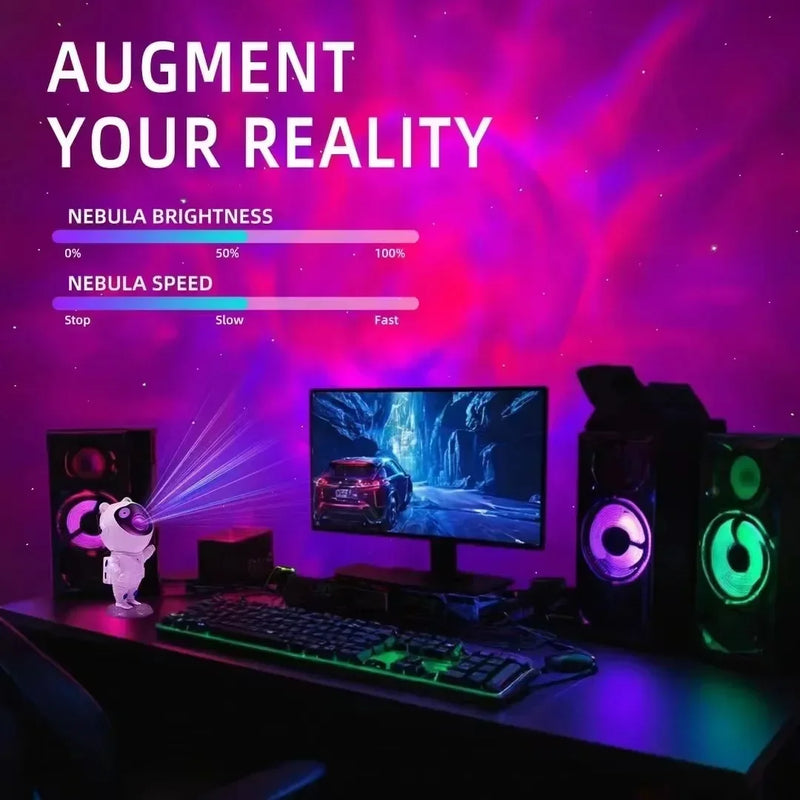 LED Astronaut Starry Projector Light Music Playback USB Plug-in Bluetooth Speaker Projector Lamp for Bedroom Holiday Decorations