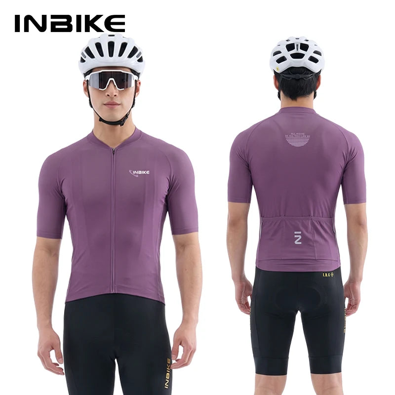INBIKE Men's Road Cycling Jersey Quick-Dry Fabric with Mesh Bike Jersey for Mountain Biking Clothing with Pockets Lightweight