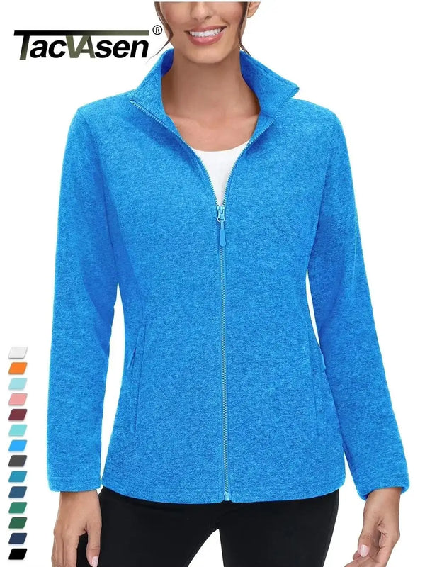 TACVASEN Spring/Autumn Lightweight Fleece Jackets Womens Sports Warm Sweatshirts Thermal Casual Turtleneck Sweater Coats Tops