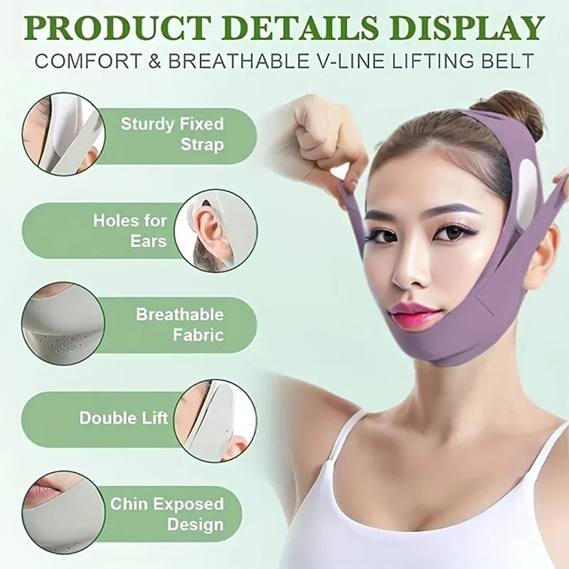 Adjustable V-shaped Face Lift Mask - Breathable, Reusable Facial Shaping Bandage for Double Chin Reduction and Tight facial mask