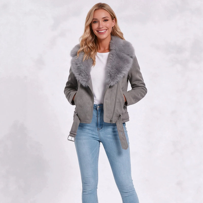 New Fall/winter Women's Loose-fitting, Warm Jackets; Short Coats with Detachable Fur Collars;Available in Black,Gray,Brown,Pink.