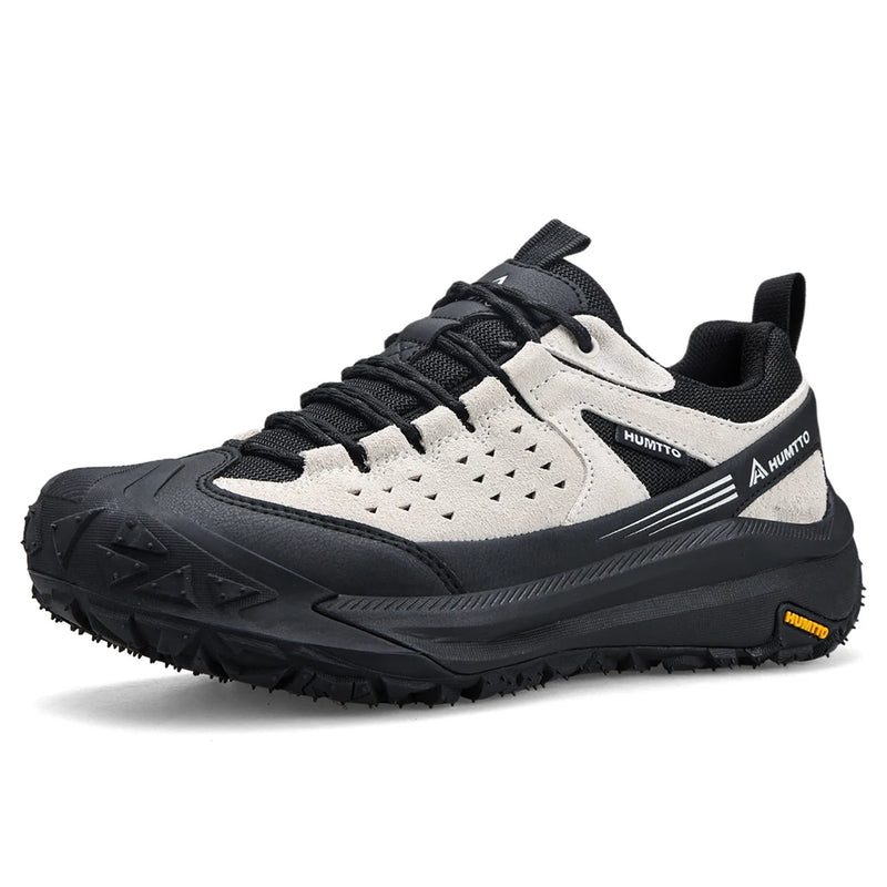 HUMTTO Winter Outdoor Hiking Sneakers Mens Genuine Leather Trainers Breathable Casual Shoes for Man Anti-slip Trekking Shoes Men