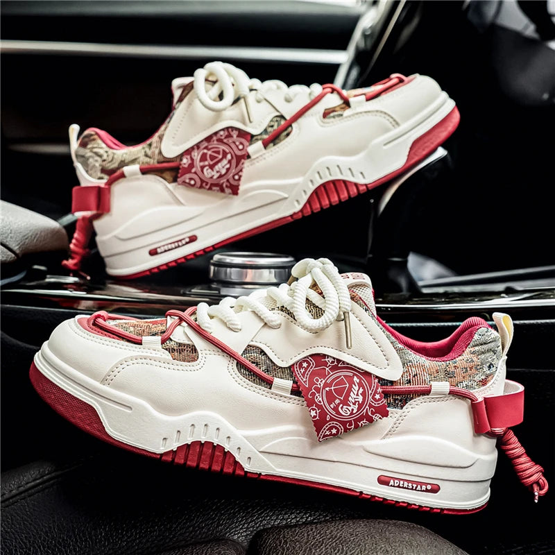 Men's casual board shoes Four Seasons new breathable light Thick sole fashion outdoor flat walking sneakers vulcanization shoes