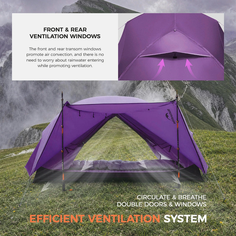 Naturehike New 2026 Mongar Base Outdoor Double Layer 210T 2/3Person Tent Ultra Light Hiking Waterproof Tent Outdoor Camping Tent