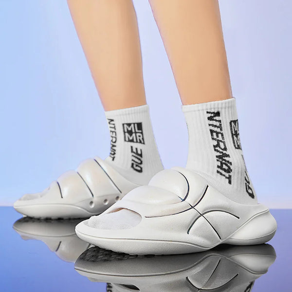 Basketball fluorescent slippers men's summer new outdoor soft soled comfortable beach shoes breathable fashion plus size sandals