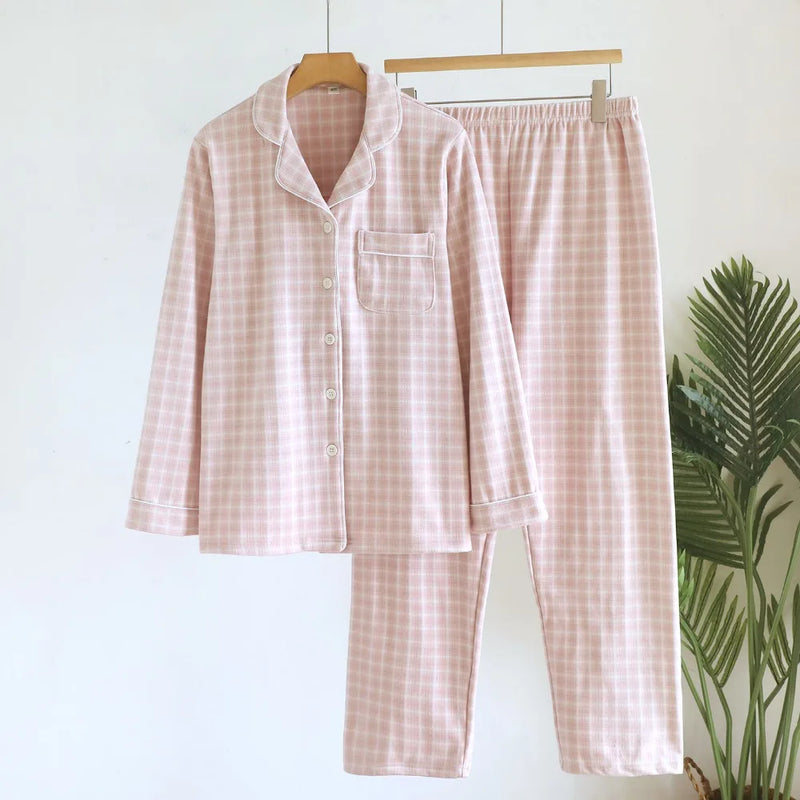 Plaid Pajamas Set Sleepwear Women Home Wear Autumn Winter New Couple Set Long Sleeves Pyjamas Suit Pijama Women Men Loungewear
