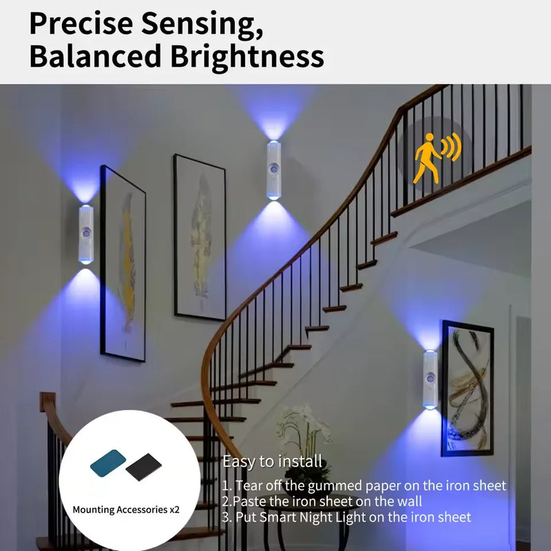 LED Night Lights Double-head Sunset Wall Lamp Motion Sensor RGB Ambient Light Magnetic USB Rechargeable Party Corridor Closets