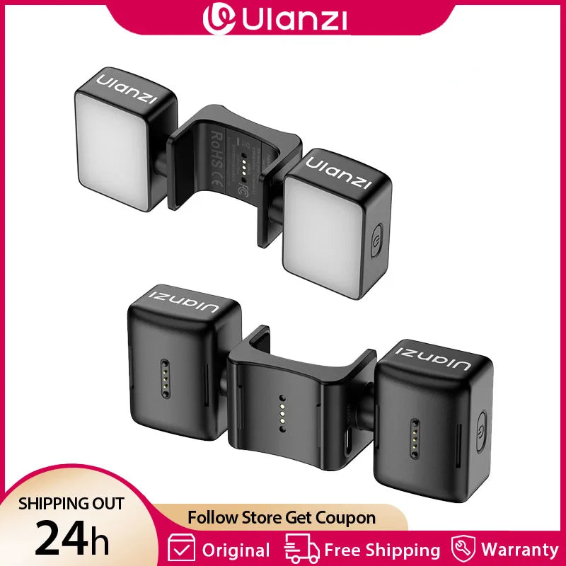 ភ្លើង បំពេញ ម៉ាញេទិក ពីរ Ulanzi LM06 5800K សម្រាប់ វីដេអូ DJI OSMO Pocket 3 4 ជាមួយ នឹង ការ បង្វិល 360° សម្រាប់ ការ ផ្សាយ ផ្ទាល់ Vlog