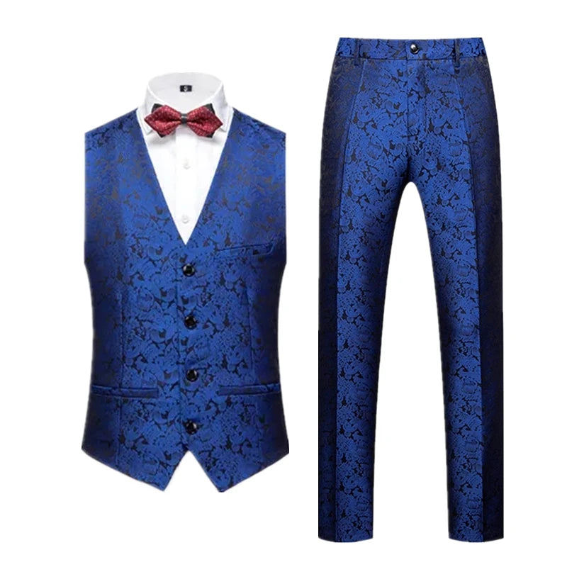 2026 New Men's Sleeveless Vest with Trousers, Wedding Party 2-Piece Set, White, Black, Red, Purple, Asian Size M-6XL
