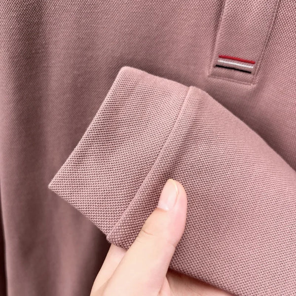 100% Cotton Man Long-Sleeved Polo Shirt Lapel Button Exquisite Pattern Embroidery Autumn New Polo Shirt Business Casual Menswear