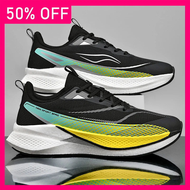 Unisex Sports Shoes Flat Cushioned Running Professional Training Shoes 2026 New Road Jogging Comfortable Lace Up Fitness Shoes
