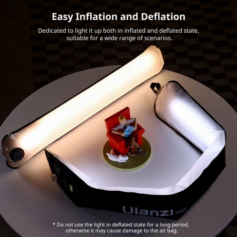 ភ្លើងបំពង់ខ្យល់ចល័ត Ulanzi UA20 90cm 20W 2700K-6500K ភ្លើងបំពេញម៉ាញេទិកបំប៉ោងពីរពណ៌សម្រាប់ការថតរូបផ្សាយផ្ទាល់