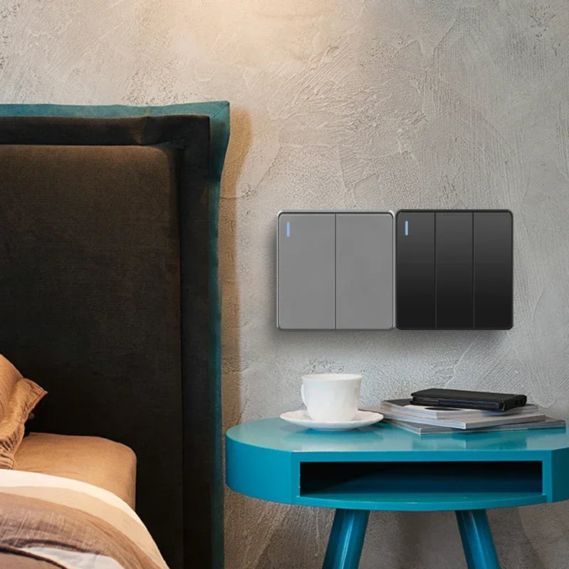 EU RU UK UN Standard Wall Light Switch 16A PC Panel ON OFF Black Home Power Rocker Push Button Switch 1/2/3/4 Gang 1/2Way 86Type