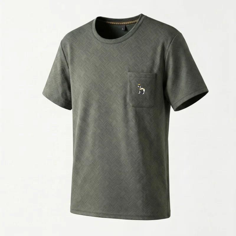 Classic Trendy Man New Short-Sleeved T-Shirt Round Neck Actual Pocket Puppy Embroidery Korean-Style Fashion Casual Men'sClothing