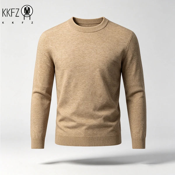 New Arrival Mens Crew Neck Knit Sweater Thick Soft Fine Knit Material Slim Cut Long Sleeve Autumn Winter Outer Tops
