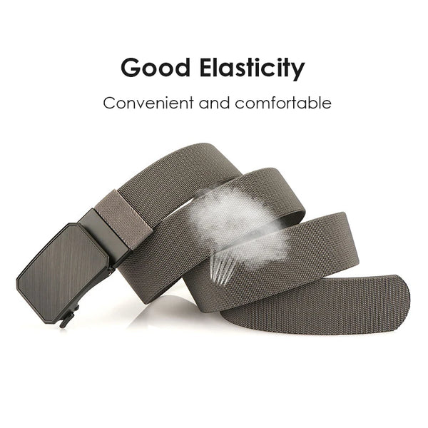 VATLTY 38mm Stretch Belt for Men Metal Automatic Buckle Fashion Casual Belt Tight Woven Real Nylon Elastic Belt Outdoor Girdle